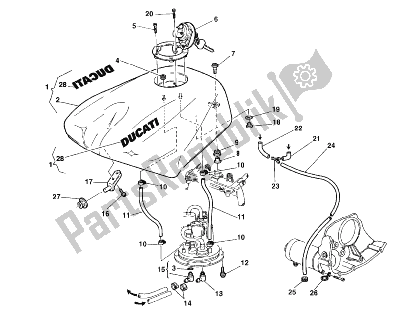 All parts for the Fuel Tank of the Ducati Superbike 748 SPS 1999